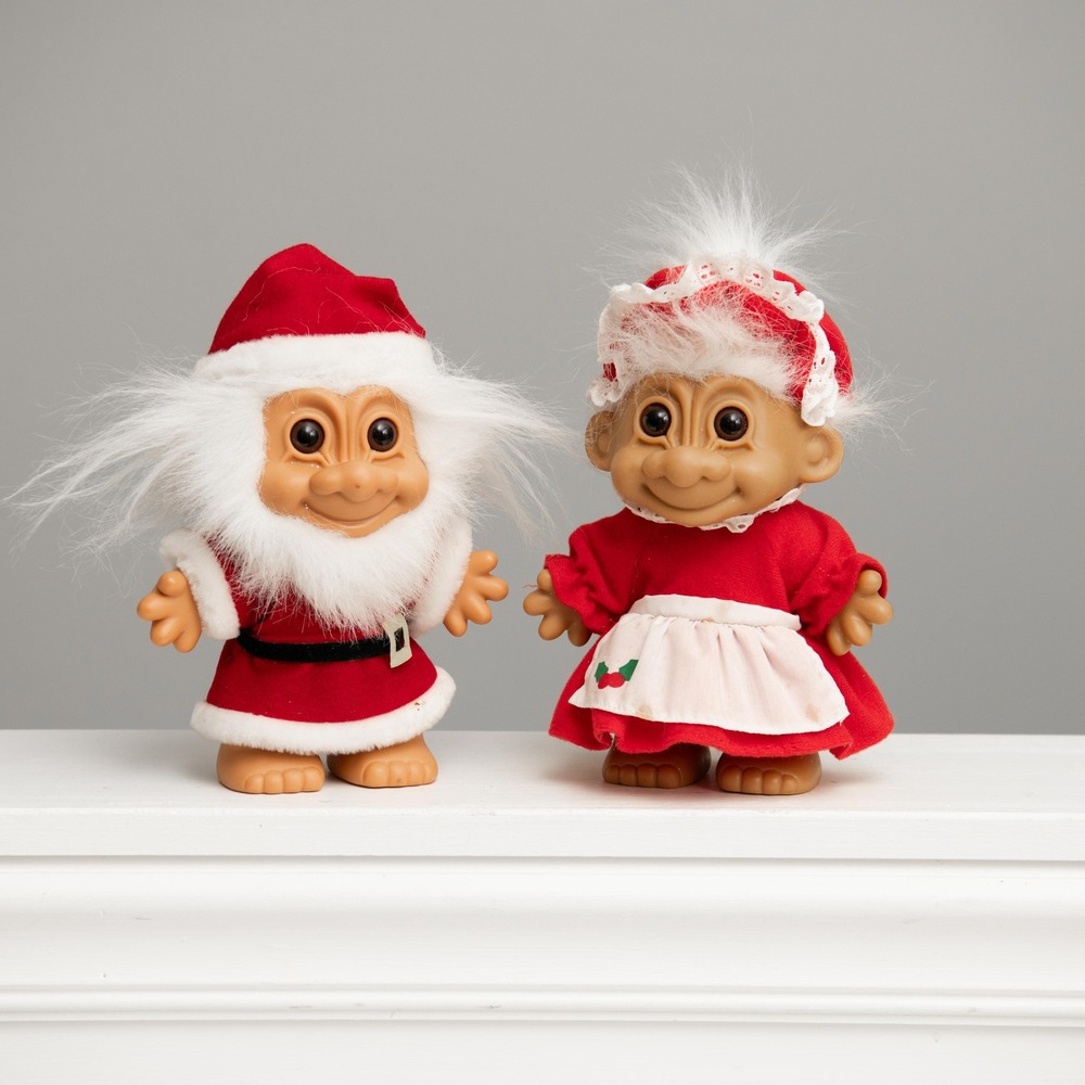VTG Russ Troll Dolls Santa & Mrs Claus Retro Christmas Holiday 8" Large Y2K 90s